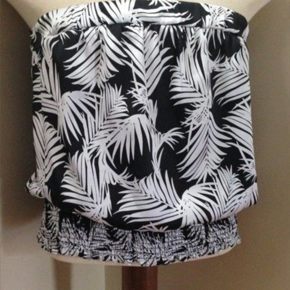 WHBM - Black and White Leaf Print Shirt
